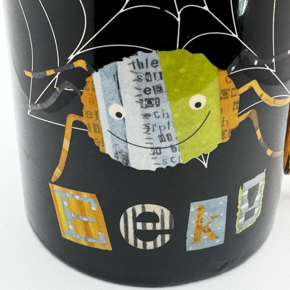 Halloween Coffee Mug Cracker Barrel Spider Web Moon "Eek" Wendy Bentley Spooky - Picture 10 of 13